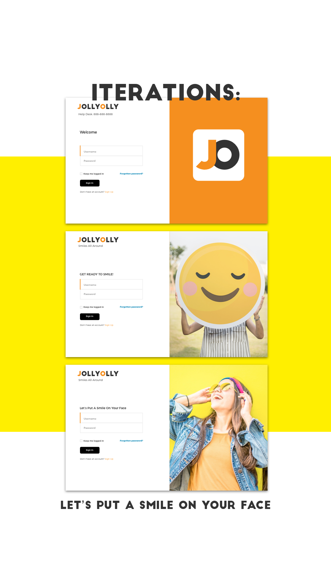 Instagram story template for design Jolly Olly. Including iterations of the design.