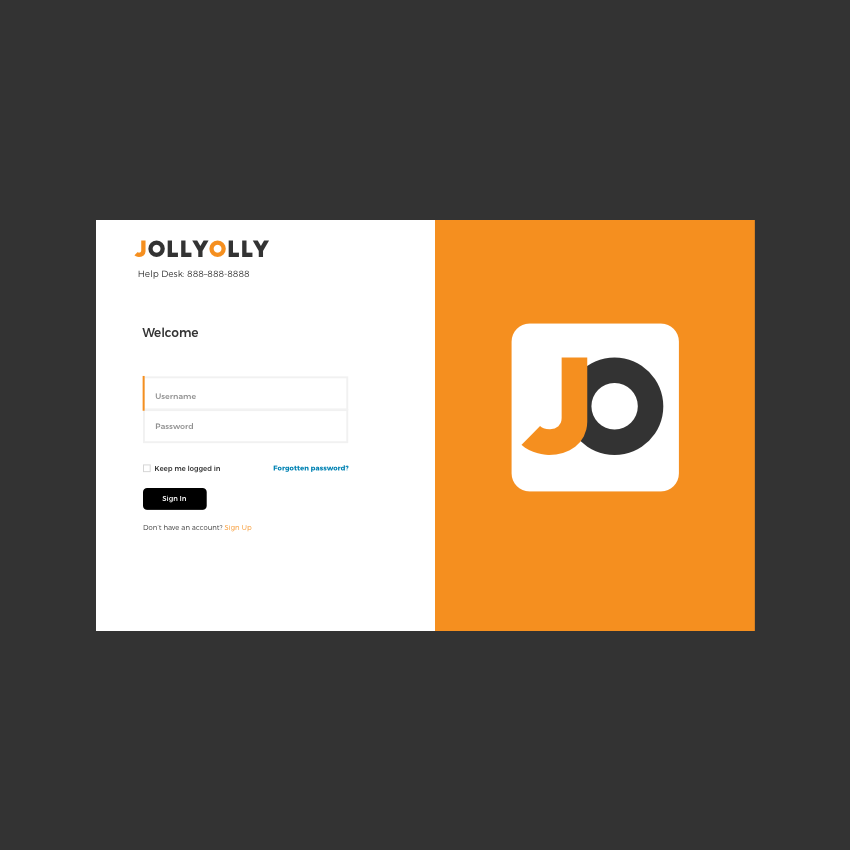 login page design against a dark background