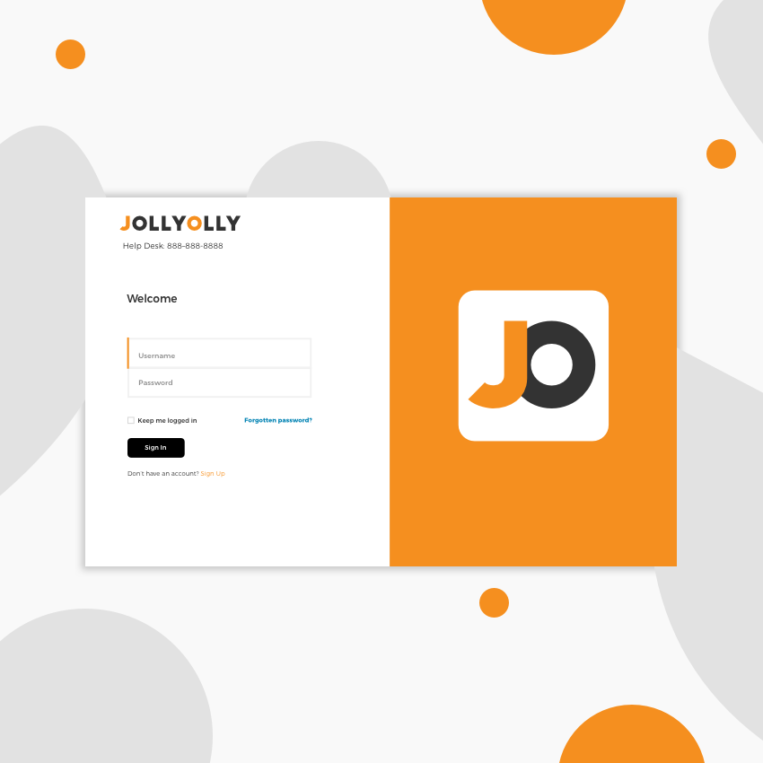 login page design againt a unique fluid shape background