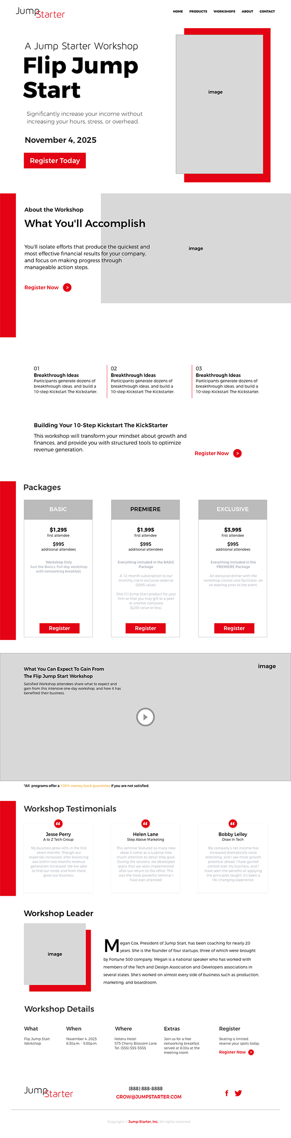 Third design for workshop landing page