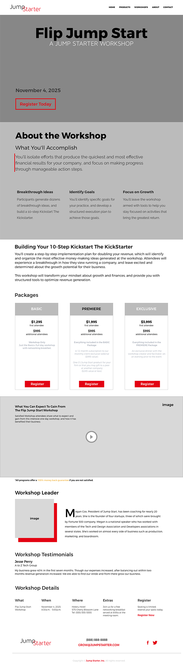 Sixth design for workshop landing page