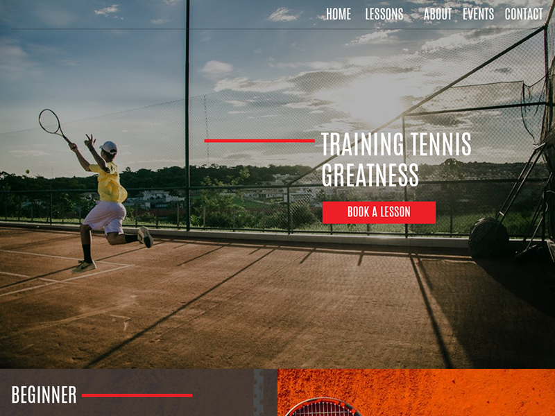 A snippet of the tennis website designed by Katherine Delorme